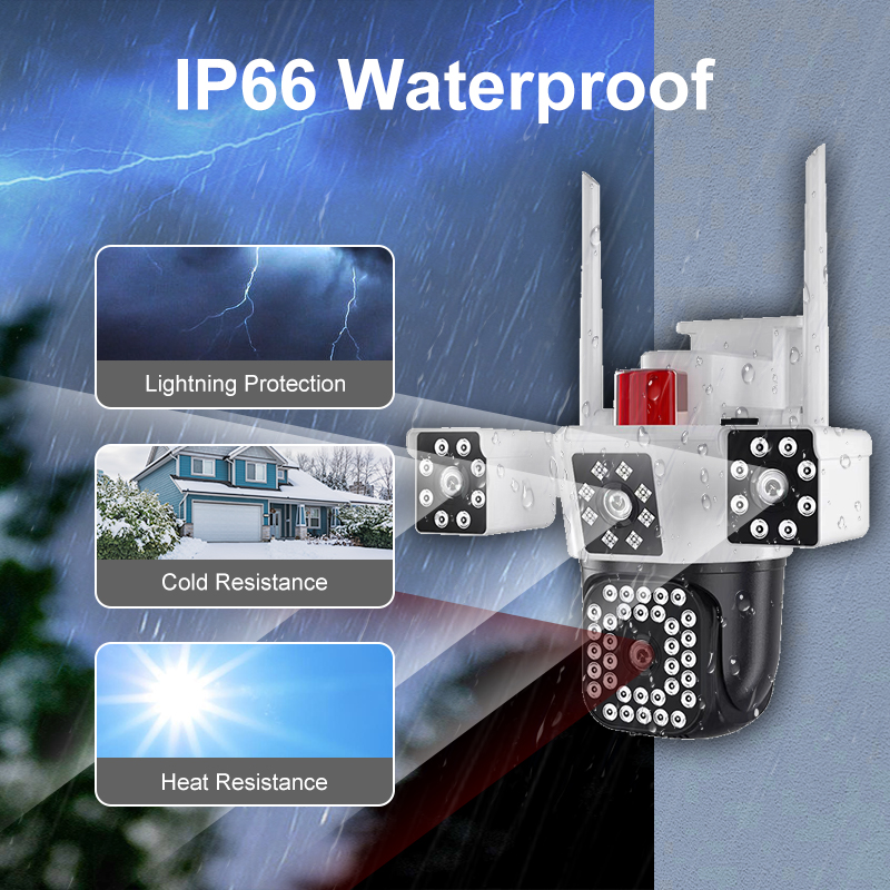 Three Lens V380 4G SIM Outdoor Waterproof CCTV no wifi needed 10X Zoom ...