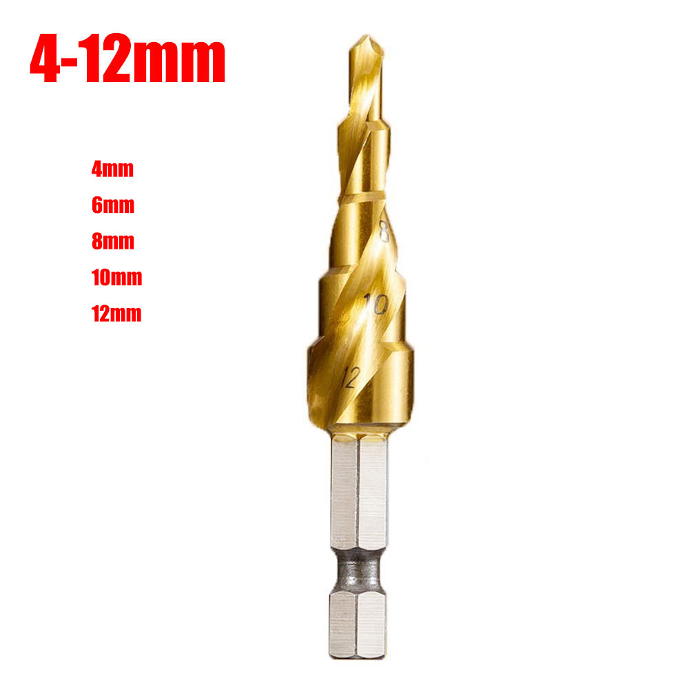 Universal HSS Titanium Coated Step Drill Bit Set Spiral Fluted Metal ...