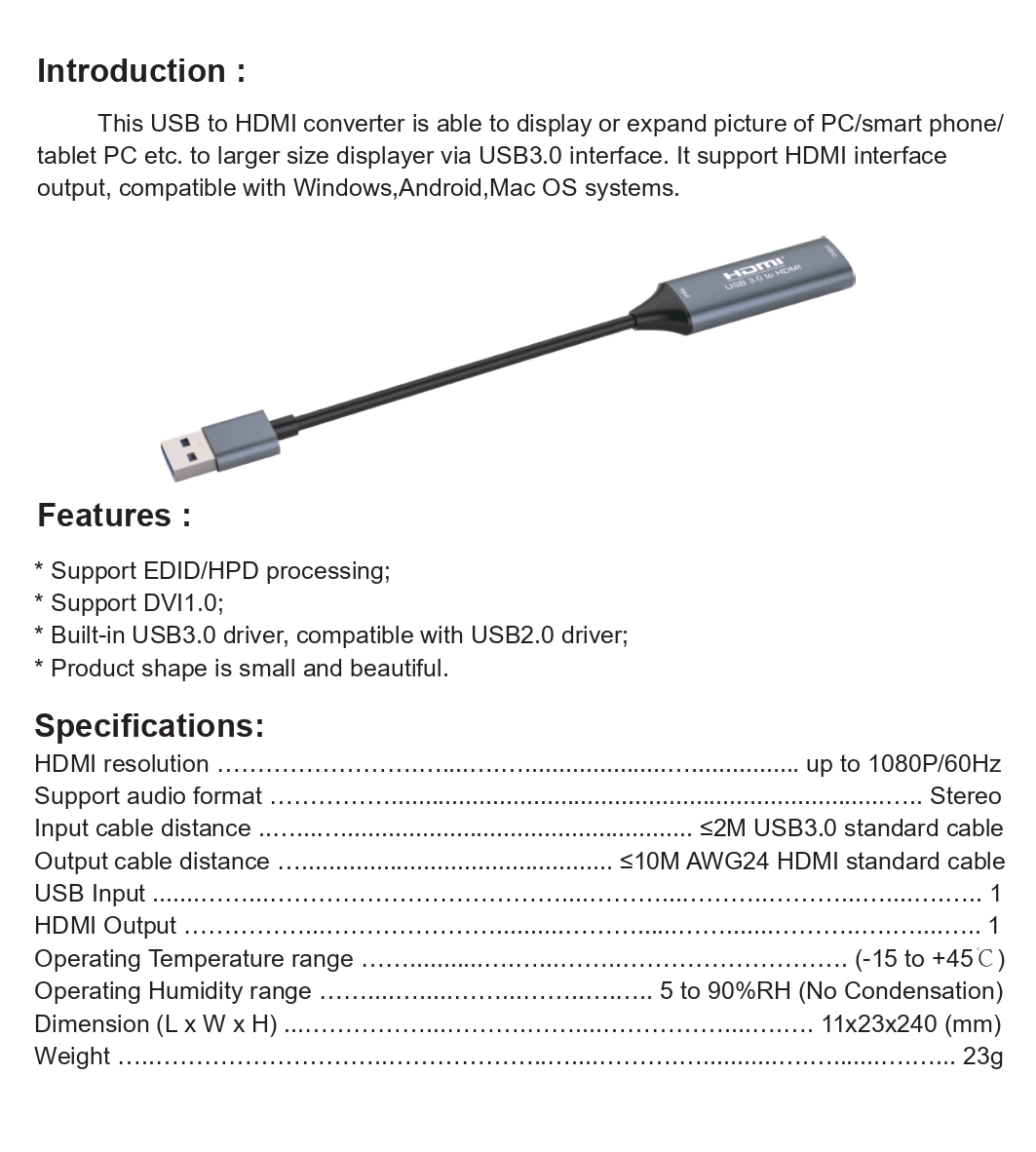 ArgoX USB 3.0 Type-A to HDMI KVM Converter Adapter 1080P 60Hz ...