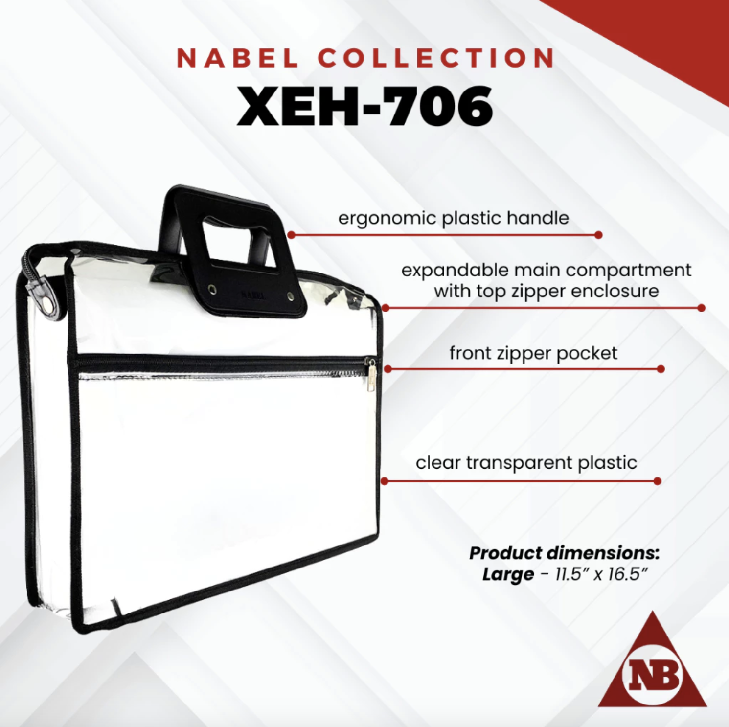Nabel XEH706L Clear Expanding Plastic Envelope Front Zipper Pocket ...