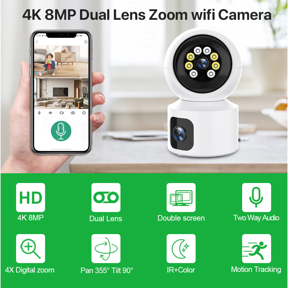XiaoMi V380 Pro Indoor CCTV Camera Dual Lens No WiFi Needed Two-Way ...