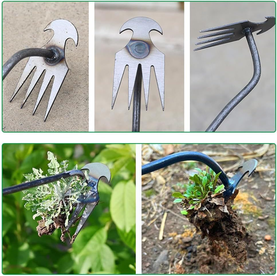 Weeding and rooting tool steel 4 tooth weeder root digger garden hoe ...
