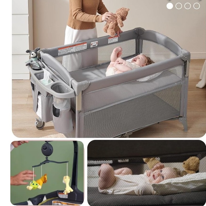 Crib For Kids 3 in 1 Playpen Foldable Portable Bed Side Travel Crib ...