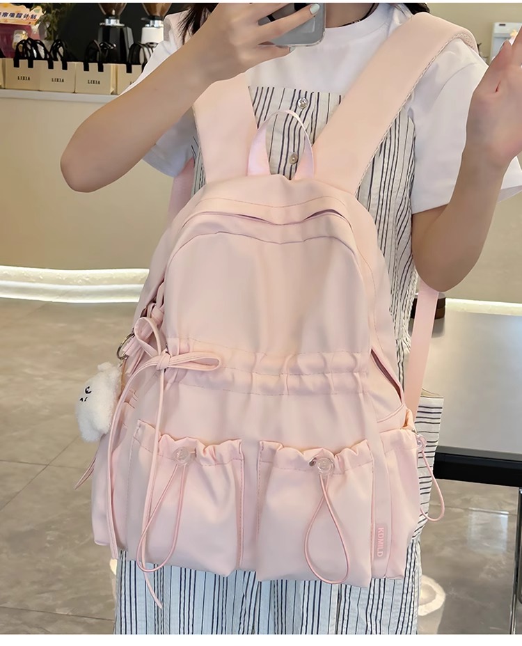 Japanese Ins Backpack School Bag Drawstring Bow Partition Large ...