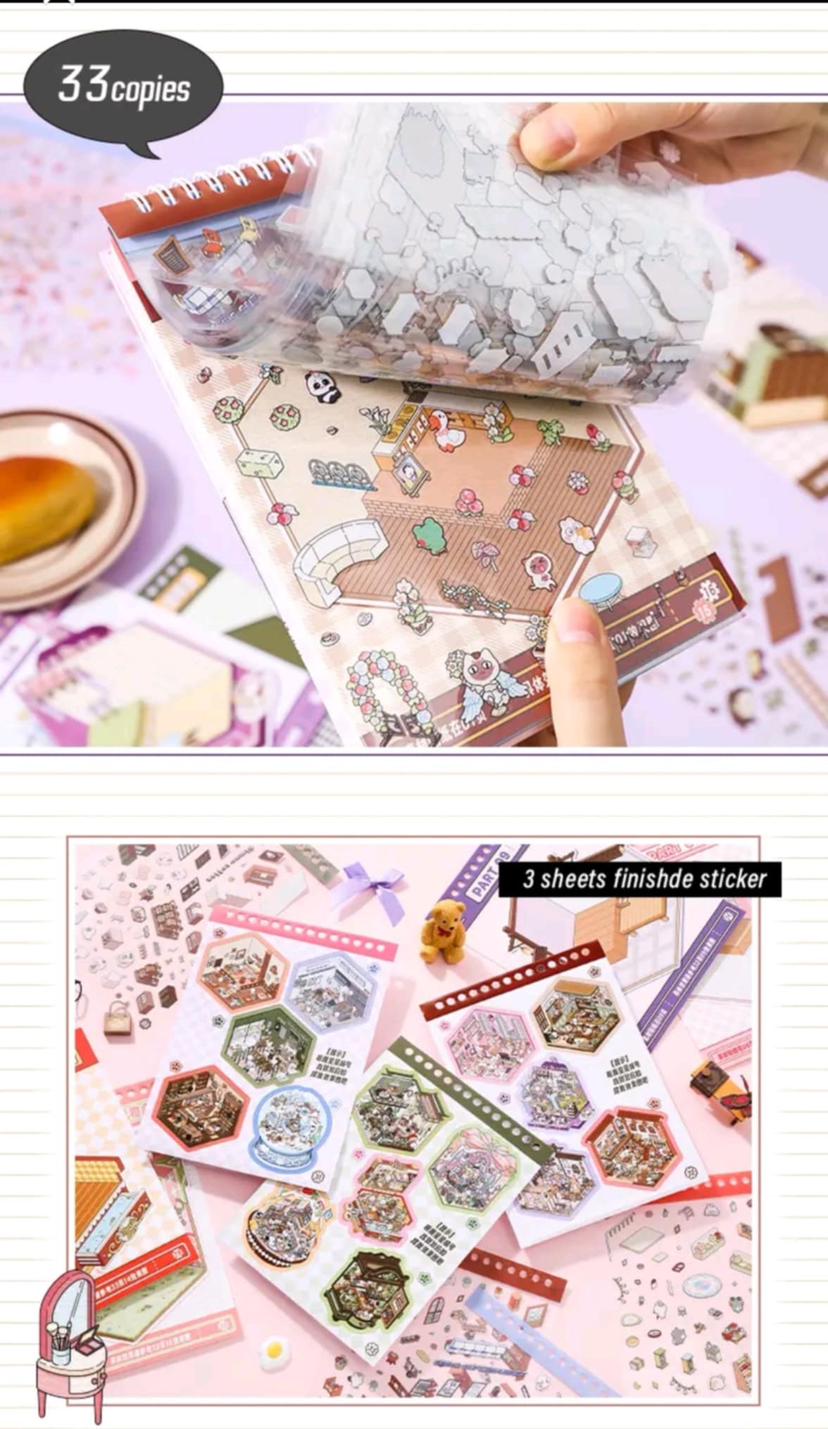 collection miniature stickers 3d stereo decompression DIY cabin scene ...