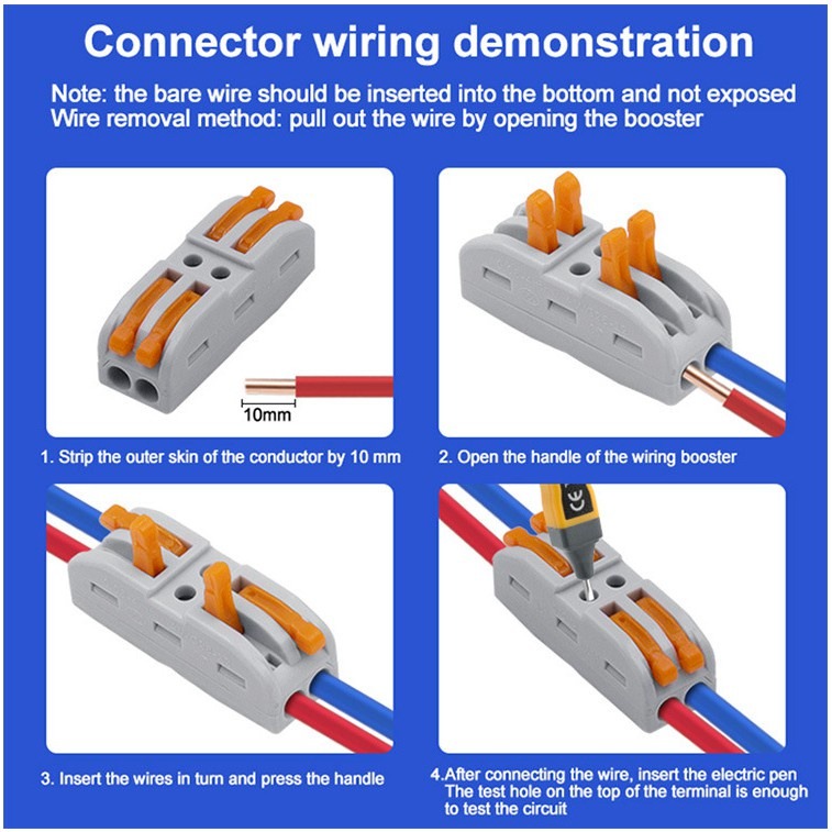 COD 250V Quick Wire Terminal Connector 32A 2KW Universal Push-in Wiring ...