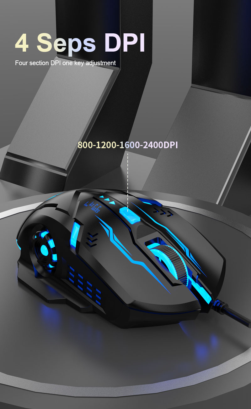 Raiku Thunder G702 Luminous LED Wired Gaming Mouse 4 DPI Speed 7 Color ...