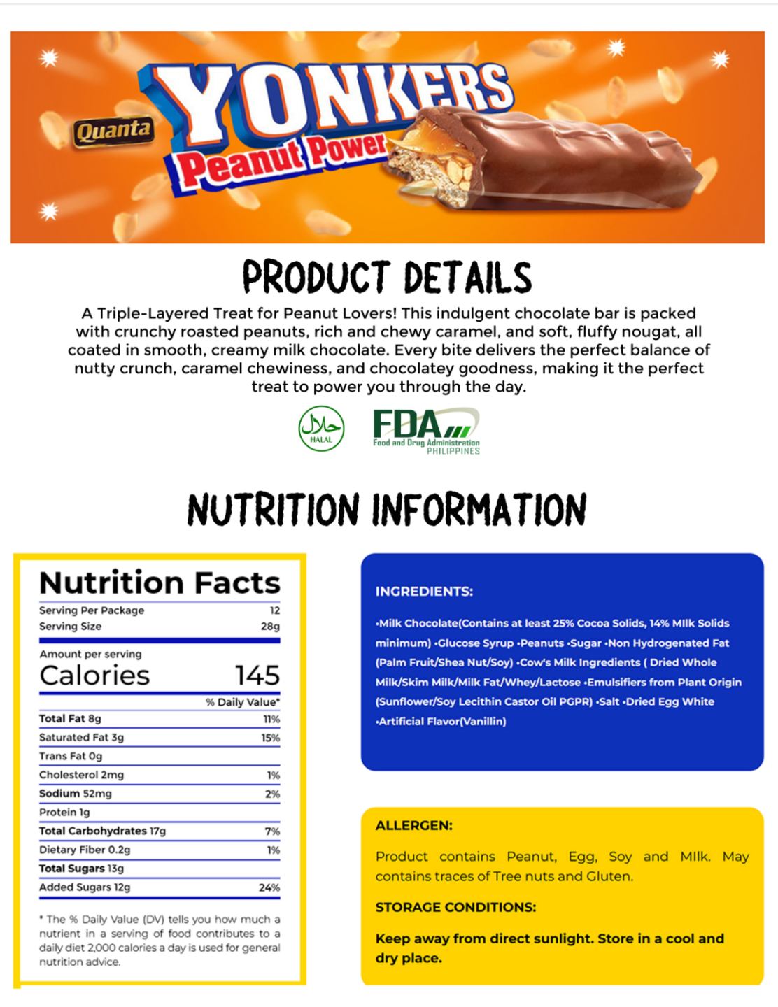 [Exp.Date: 01-NOV-26] Quanta Yonkers Peanut Power Creamy Milk Chocolate ...