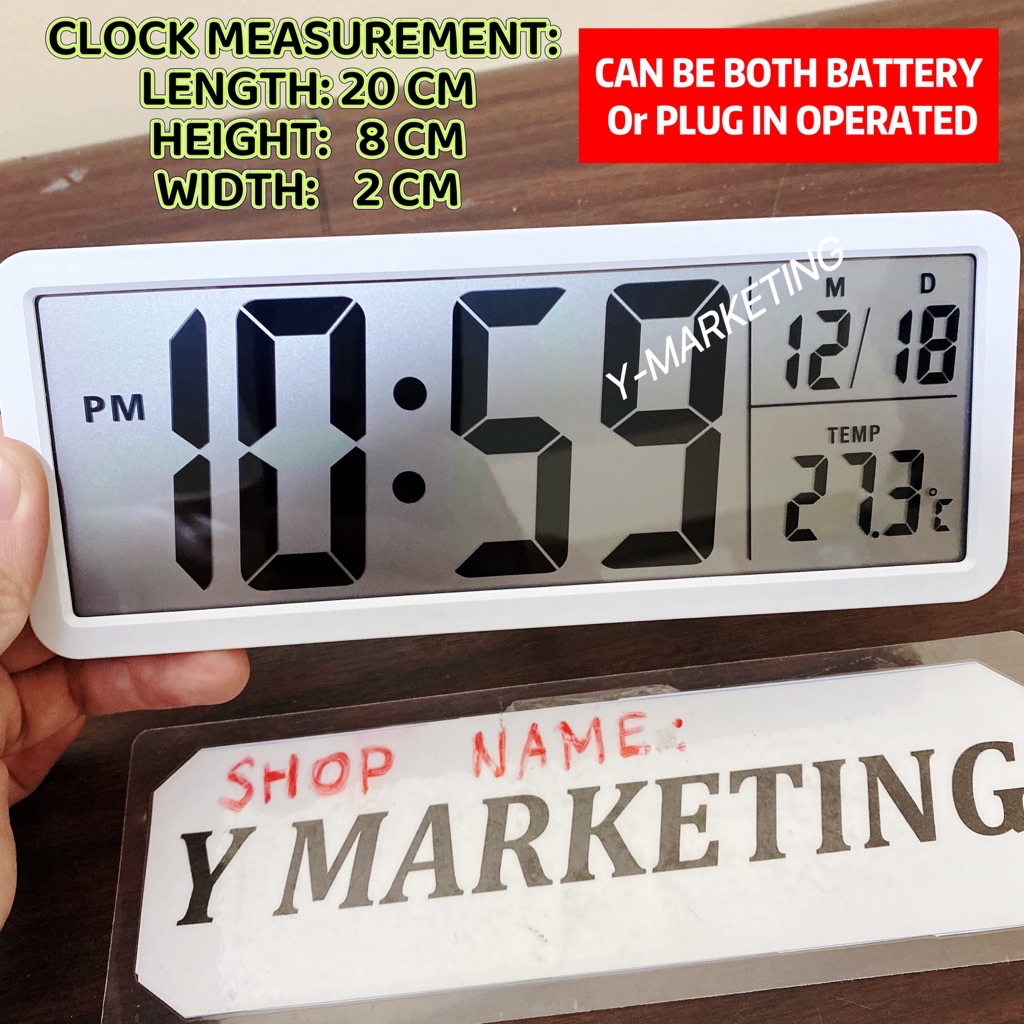 (801) LCD Clock Battery Operated Wall-Hang Or Display Stand | Shopee ...