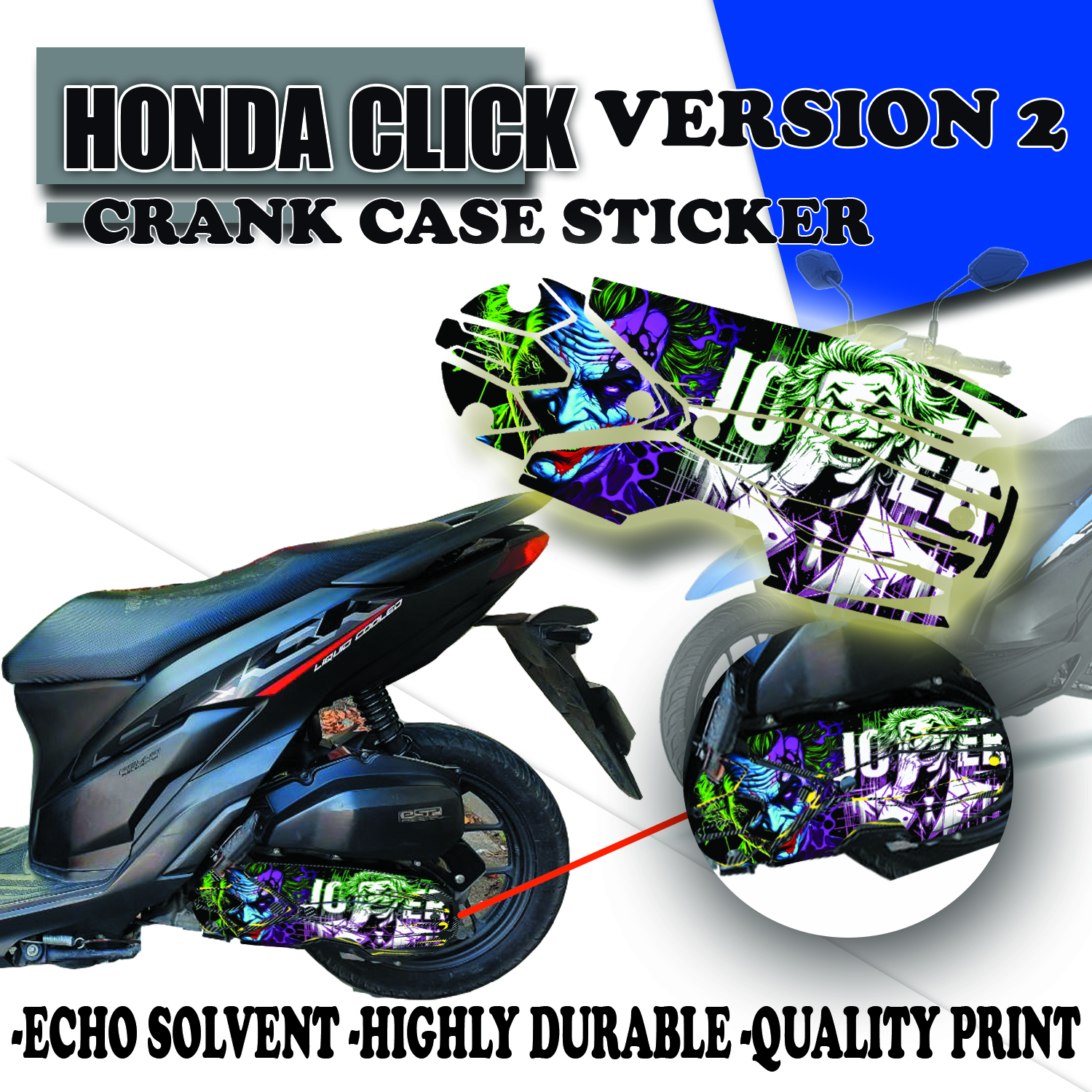HONDA CLICK NEW CRANK CASE STICKER FOR VERSION 2 MOTORCYCLE/ NEW CRANK ...