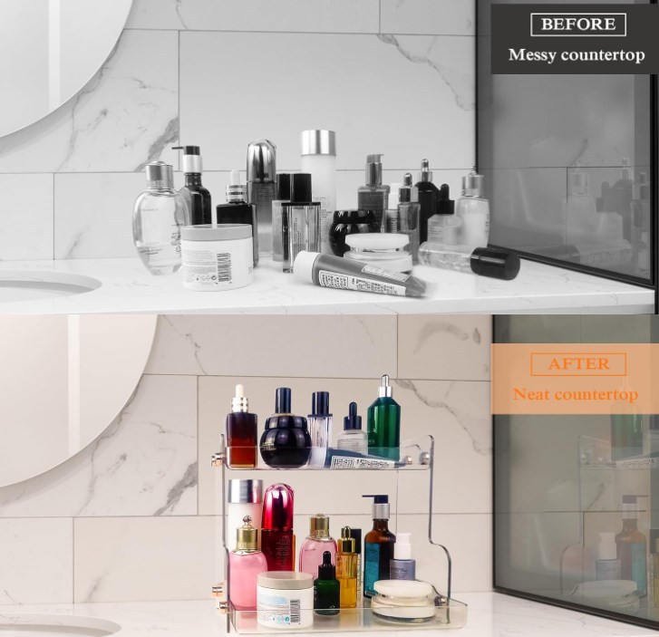 Doubler Layer Minimalist Acrylic Desktop Organizer Rack Cosmetic ...