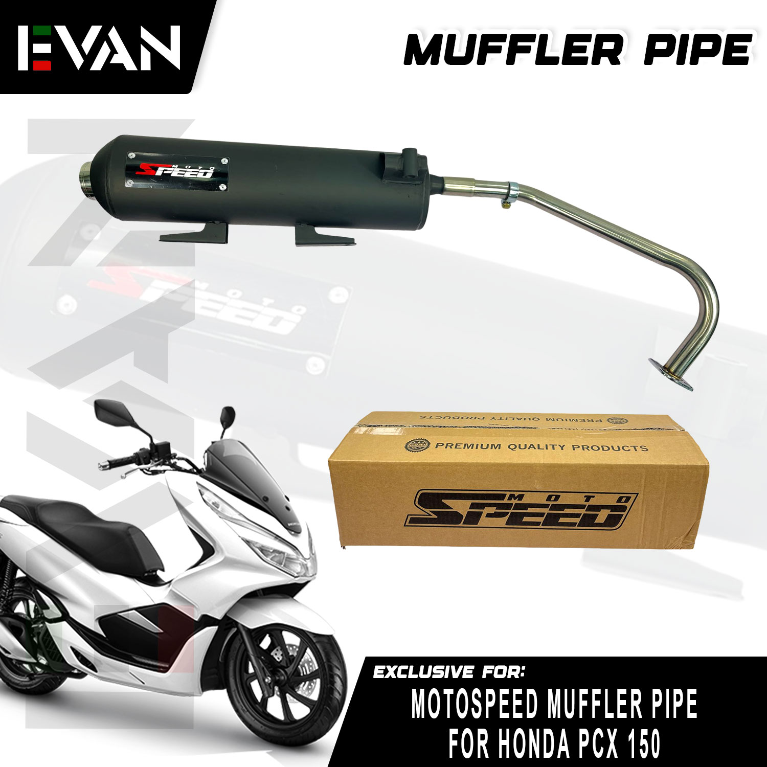 EVAN.PH MOTOSPEED MUFFLER PIPE FOR HONDA PCX 150 MOTORCYCLE #1920 ...