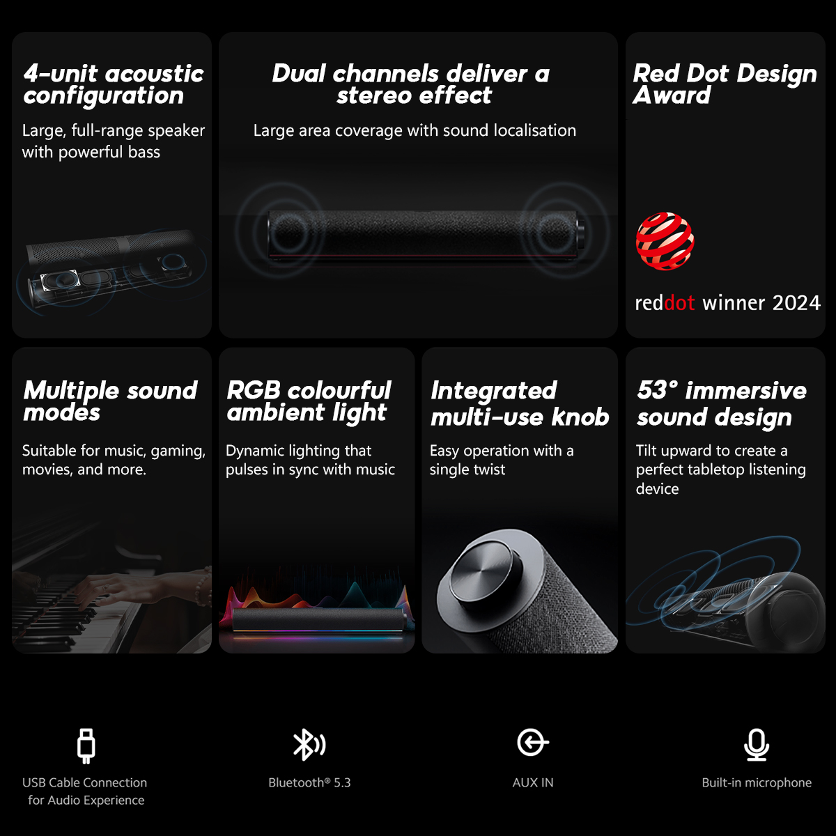 Xiaomi Desktop Speaker 4-unit Acoustic Configuration RGB Colourful ...