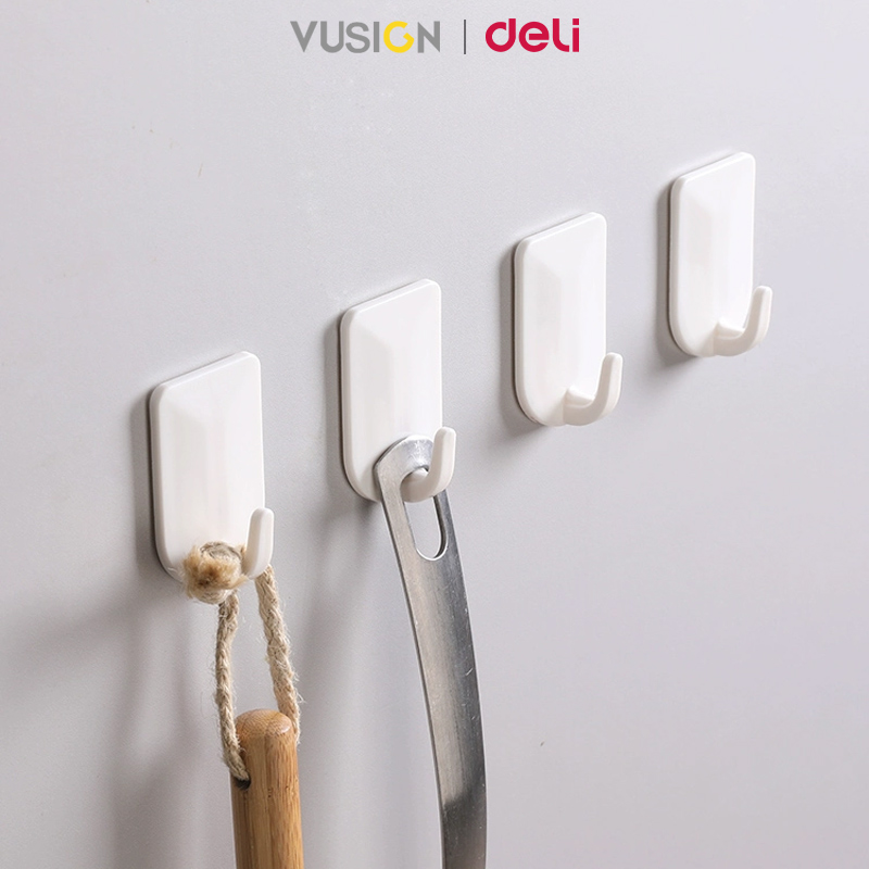 Deli Vusign 4/6 Pcs Adhesive Anti-Skid Hook Heavy Duty Stick Hook Wall ...