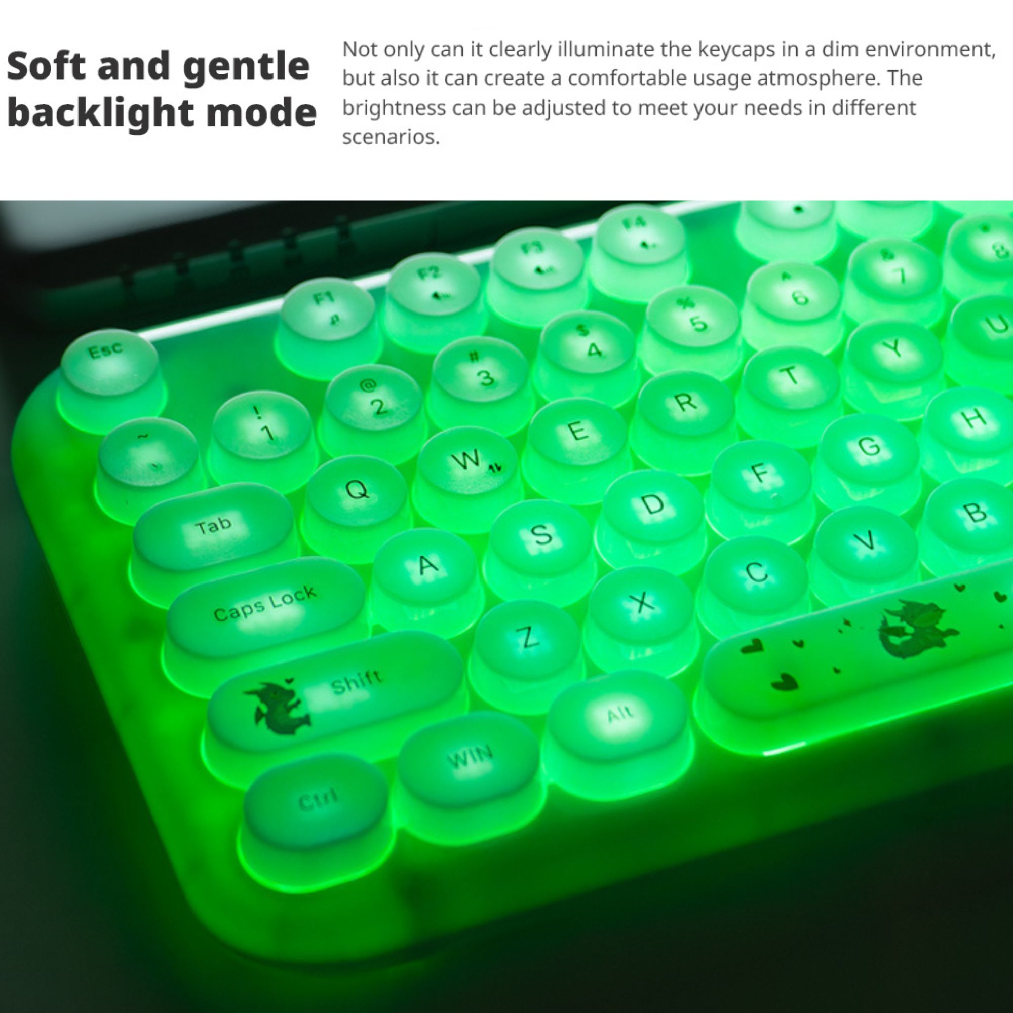 MOFII Love Me Wired Luminous keyboard Aesthetic Pretty keyboard Silent ...