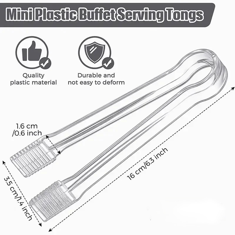 Transparent Plastic Buffet Serving Tongs Reusable Anti-slip Clip Home ...
