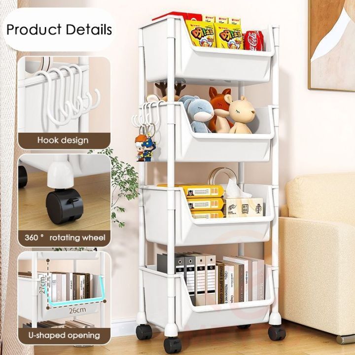 HOTJOY Moving Rack Toy Organizer Storage Shelf Home Bedroom Kitchen ...