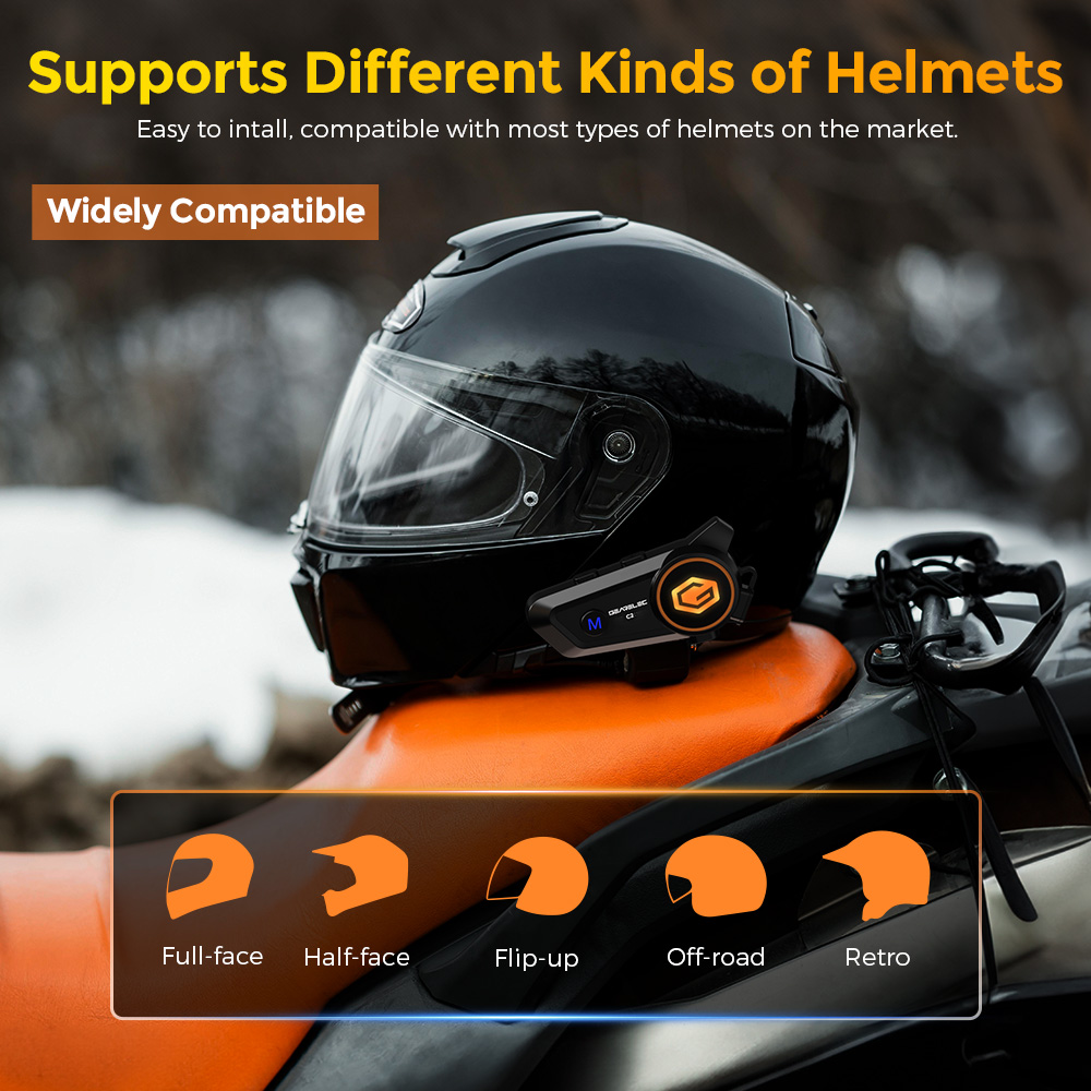 GEARELEC C2 Motorcycle Helmet Bluetooth Headset Intercom 2 Rider ...