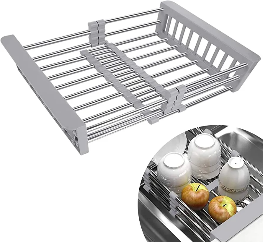 Retractable Sink Water Filter Rack Drain Basket Stainless Steel Kitchen ...