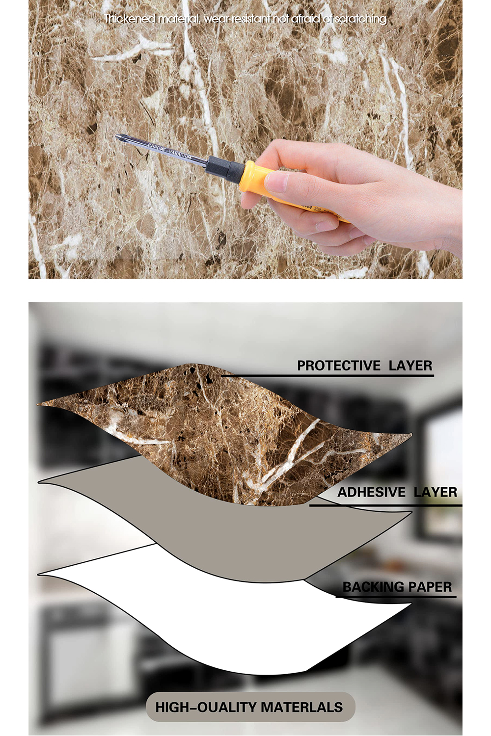 Marble Wallpaper Wallpaper vinyl Countertop Film Self-Adhesive Kitchen ...