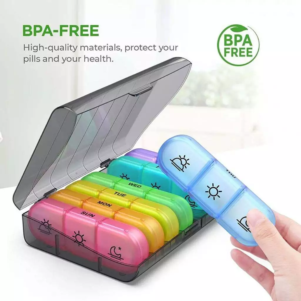 Portable Travel Pill Box 7 days Organizer 21 grids 3 Times One Day with ...