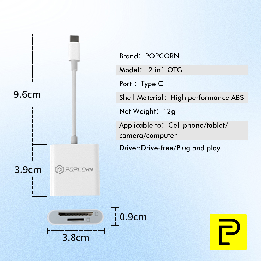 Popcorn 2 in 1 Card Reader Adapter OTG for TF Card/Memory Micro SD Card ...