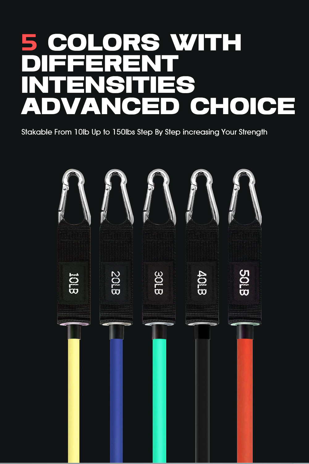 11-Piece Resistance Band 100 Pounds Tension Rope Body Fitness Exercise ...