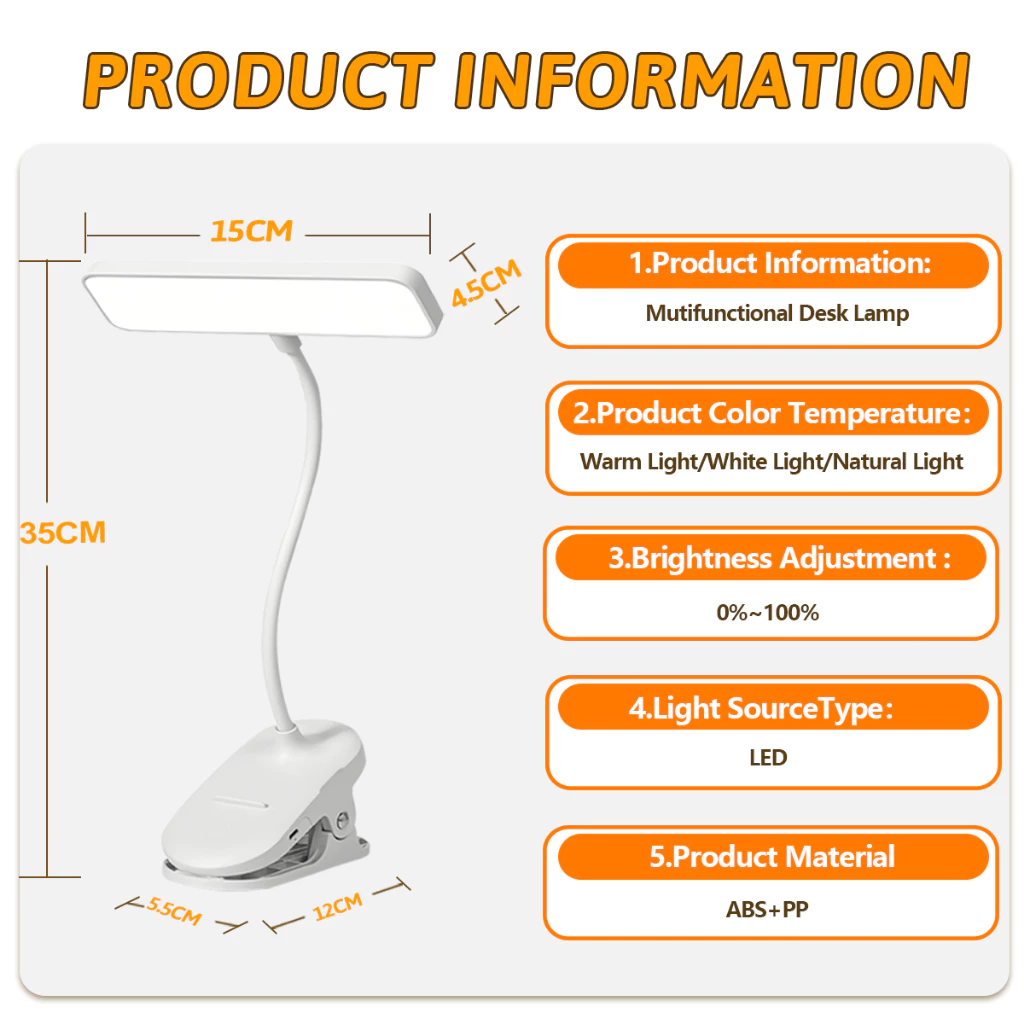 Gold Star LED Desk Lamp Rechargeable 3color Study Table Light For Room ...