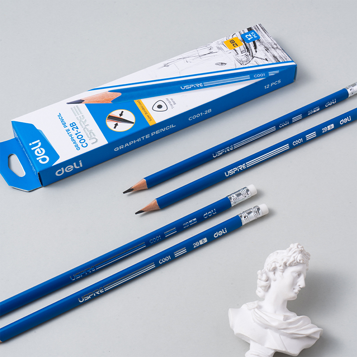 Deli Uspire Graphite Pencil 12pcs/pack C001-HB/2B | Shopee Philippines