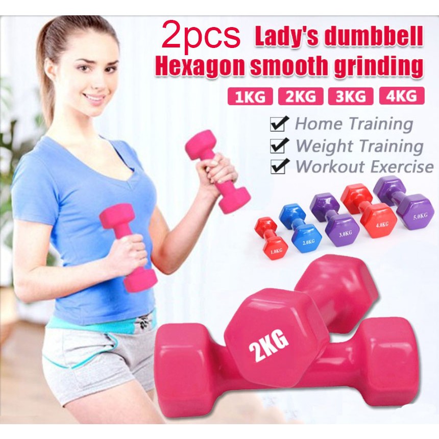 2PCS Dumbbell Set For Women 0.5KG/1KG/2KG Home Dumbell/Kettlebell ...
