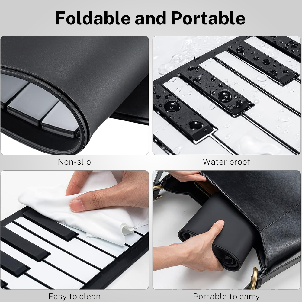 RIXTON Portable 88 Keys Electronic Keyboard Hand Roll Piano Built-in ...
