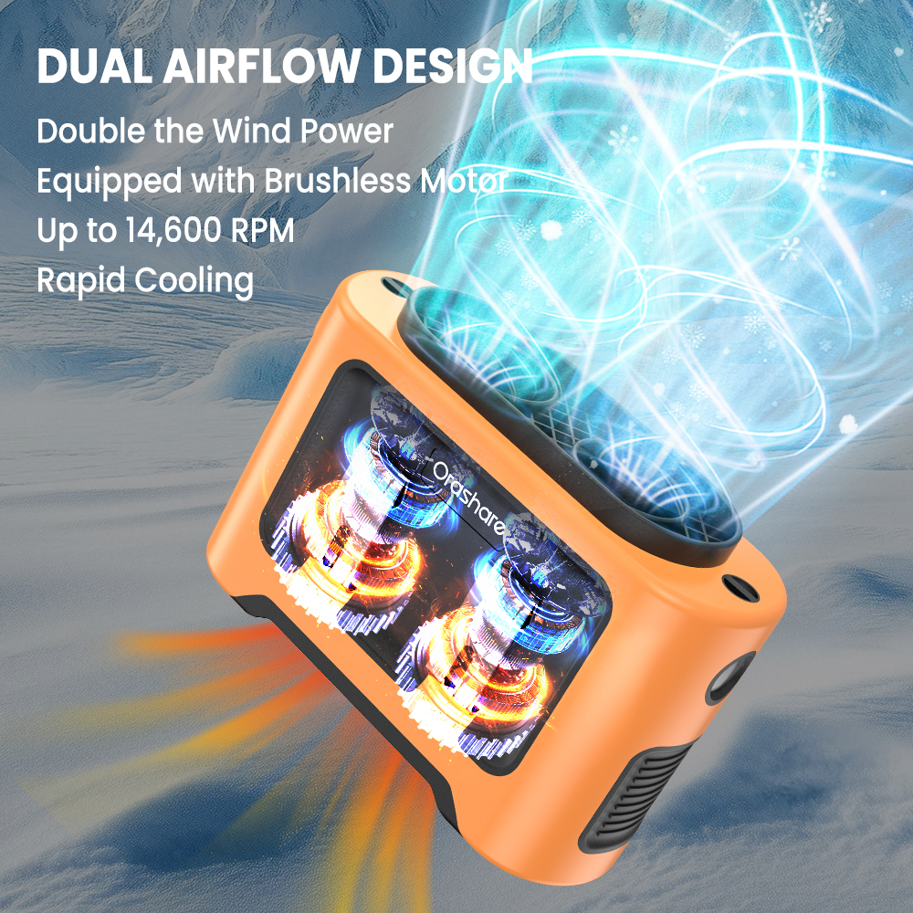 Orashare K300 14500mAh Waist Fan Dual Airflow Handsfree Portable Fan 4 ...