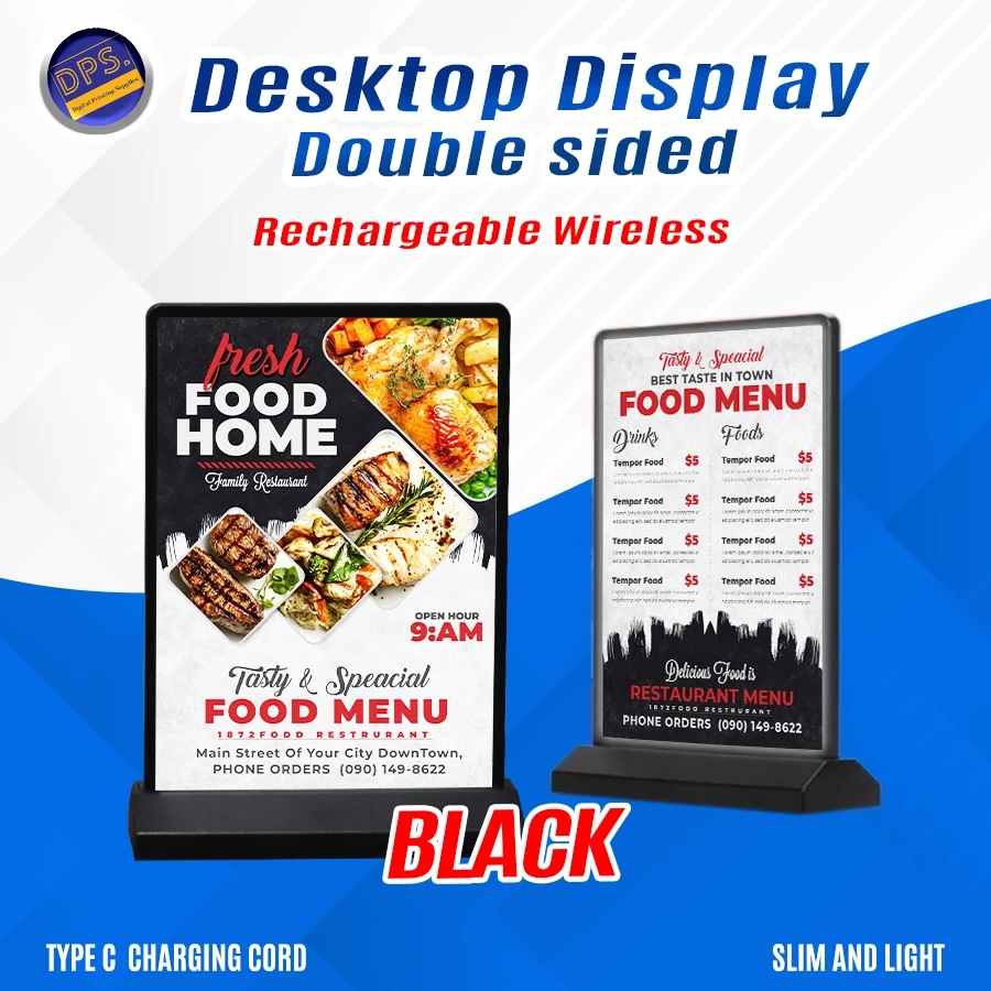DPS LED Desktop Display A4 Menu Board Stand, Table Stand (Rechargeable ...