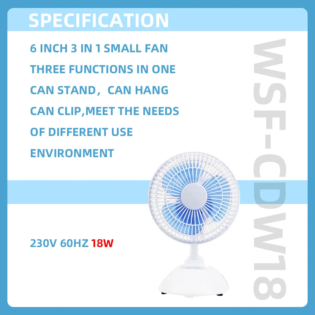 WISDOMMAN Space-Efficient Fan WSF-CDW18 - Clip-On Design, 18W Plastic ...