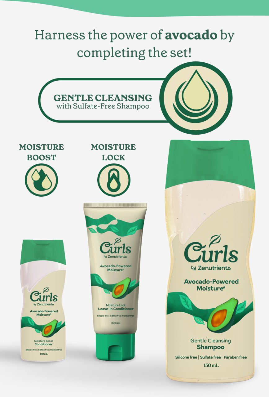 Curls by Zenutrients Avocado & Tea Tree Sulfate-Free Shampoo 250ml ...