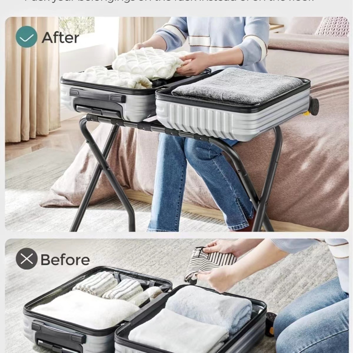 Hotel luggage rack stainless steel storage rack Hotel room folding ...