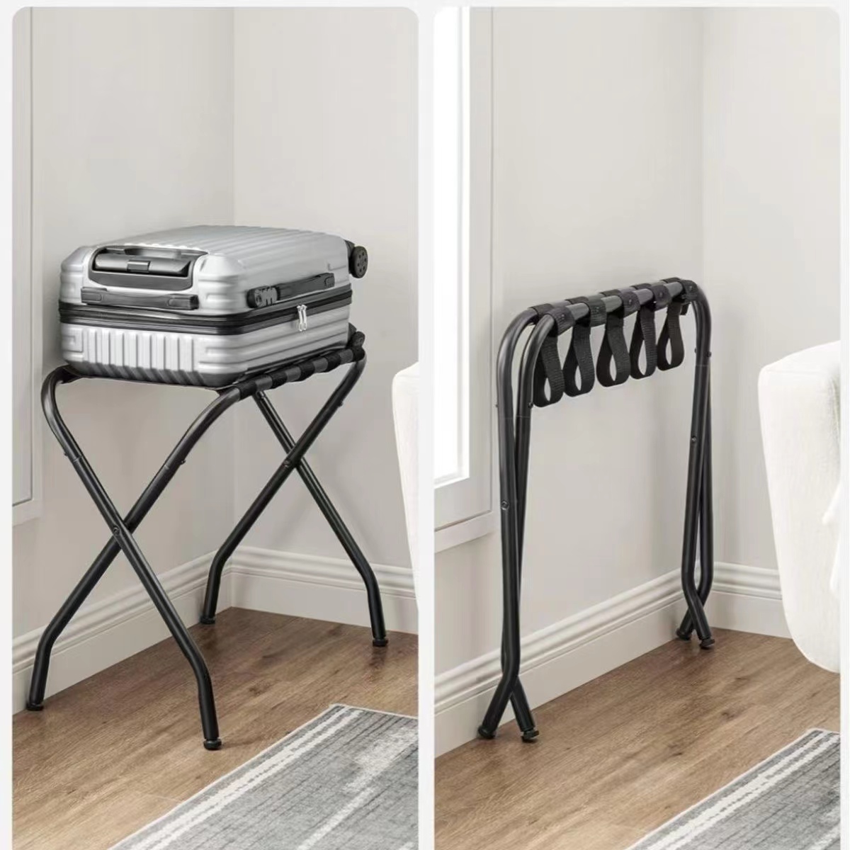 Hotel luggage rack stainless steel storage rack Hotel room folding ...