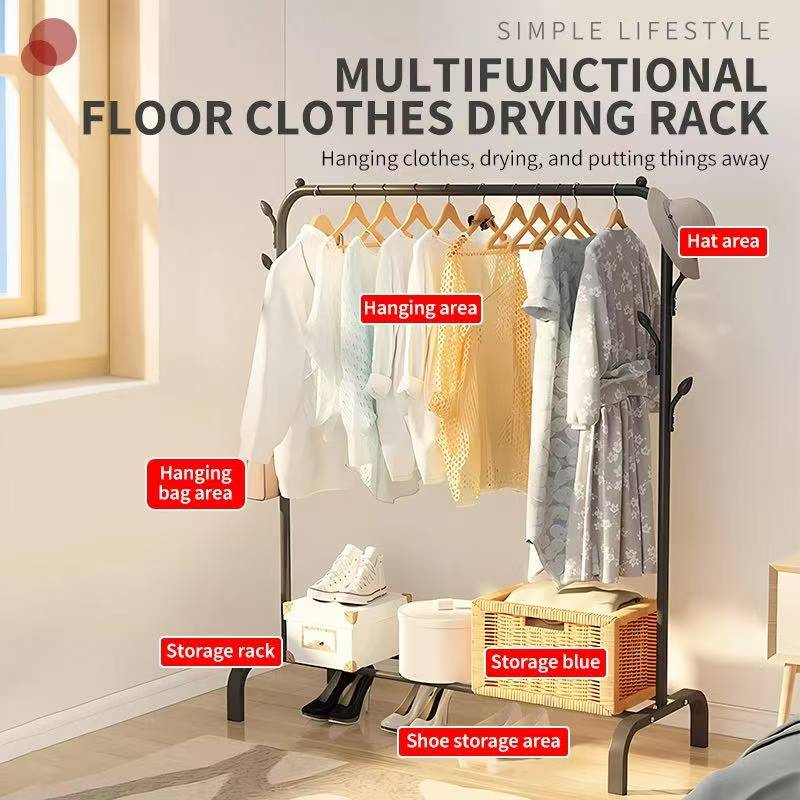 bedroom hanger floor drying rack balcony drying rack single | Shopee ...