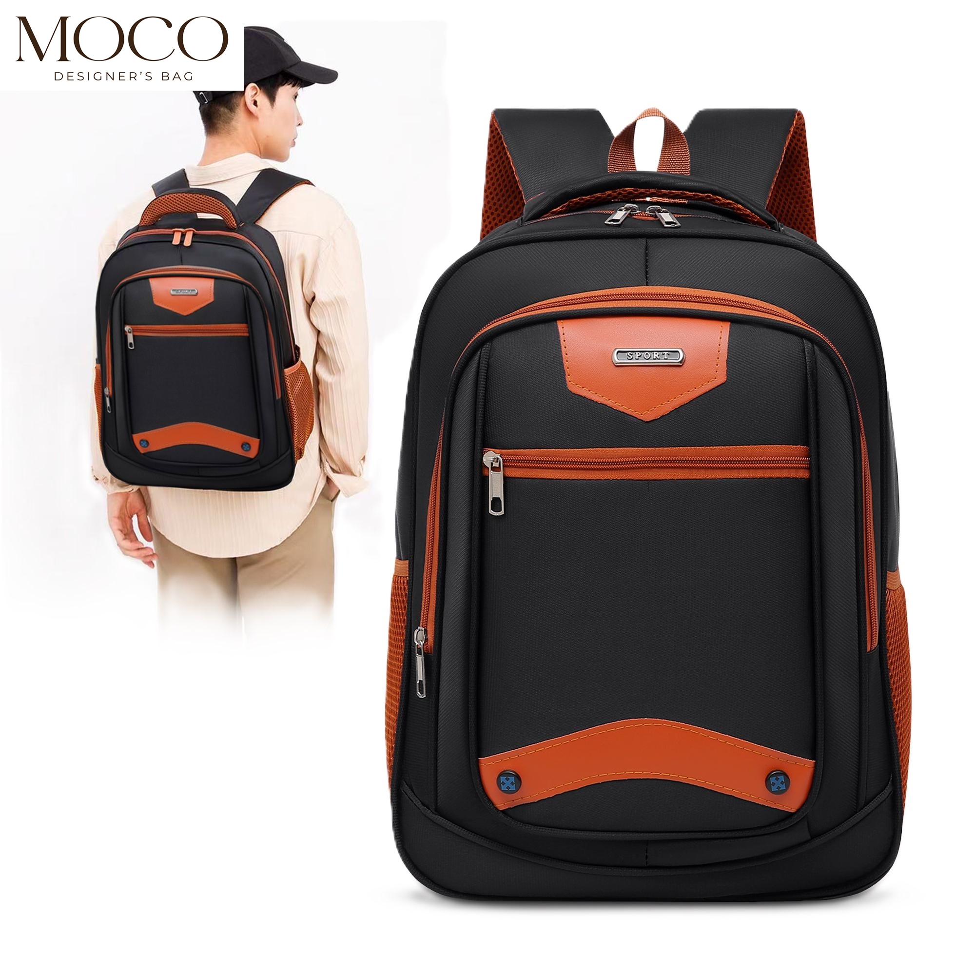 Moco Bags Fashion Men's Large Capacity Canvas Backpack Unisex Travel ...