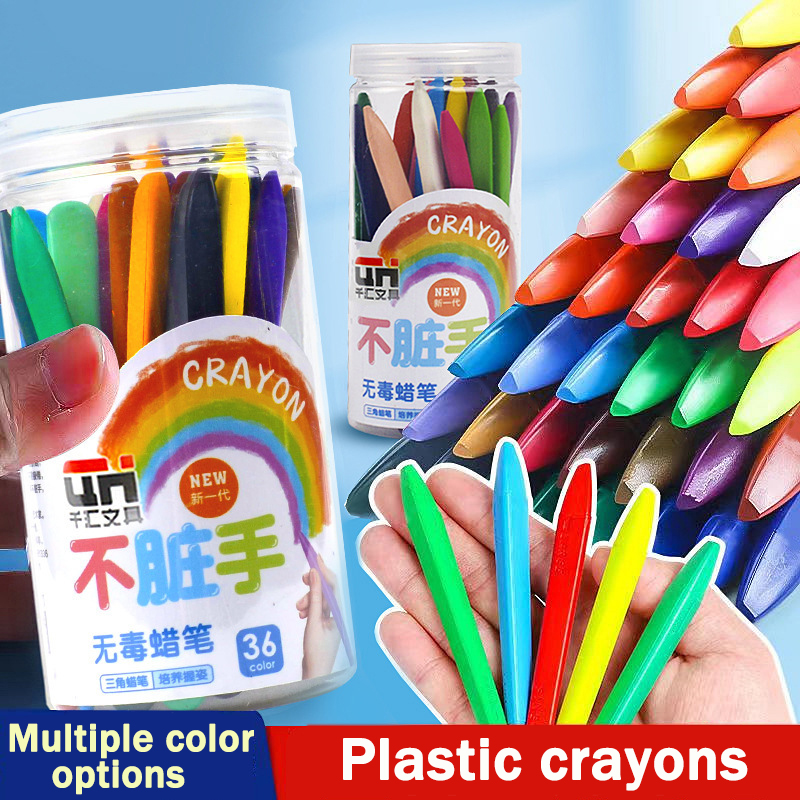 12/24/36 Colors Plastic Crayons Non-Toxic Not Dirty Coloring Set Hand ...