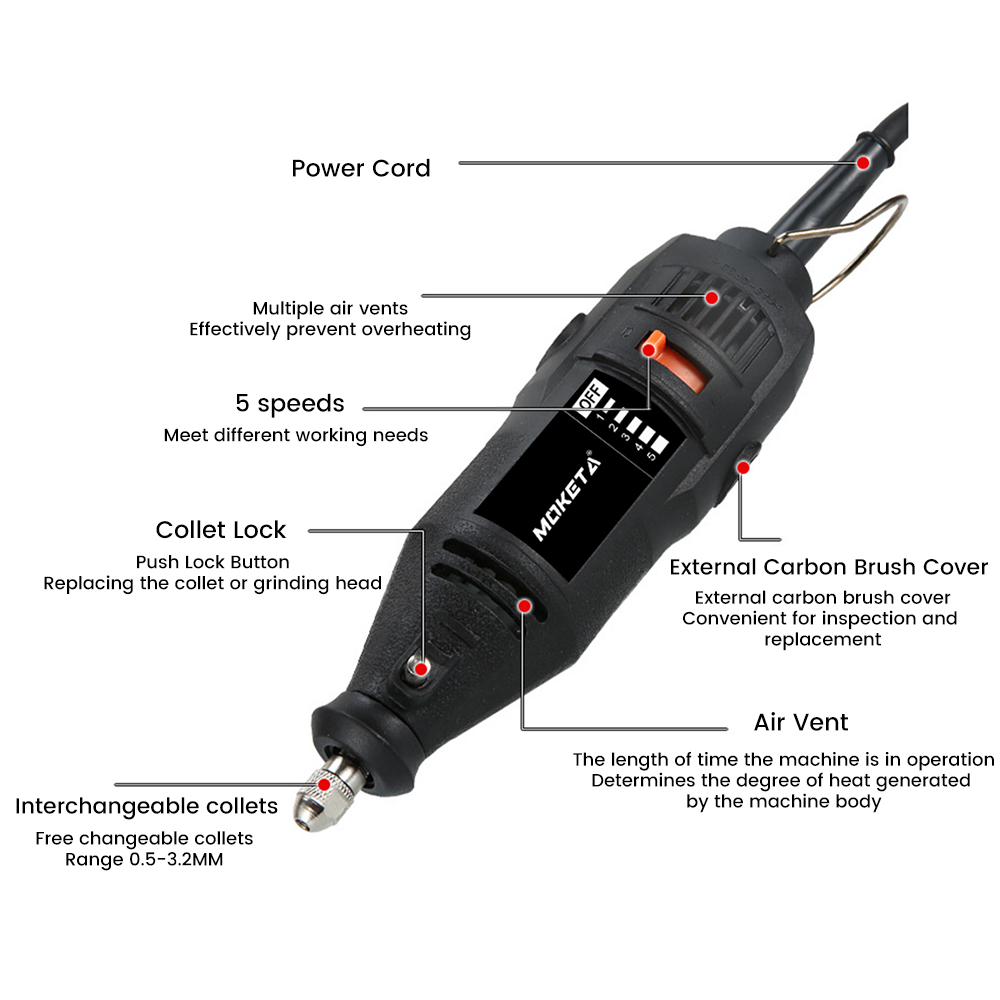 7Pcs/set 220V Electric Mini Grinder Tool Set Rotary Grinder DIY Drill ...