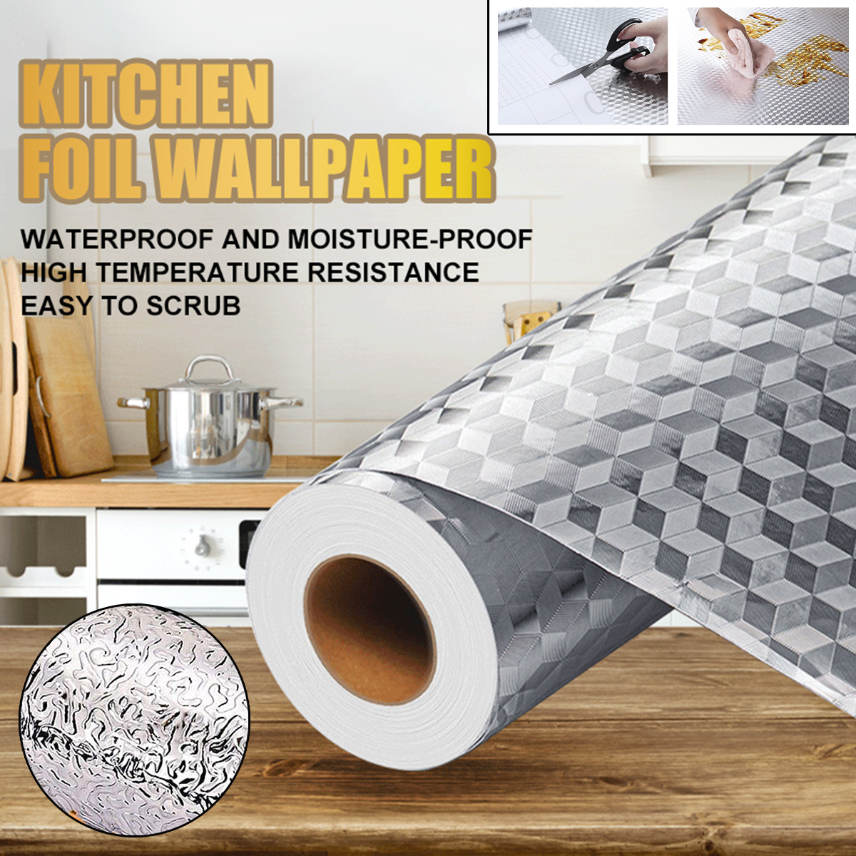 kitchen oil proof stickers Heat Resistance WaterproofSticker Aluminum ...