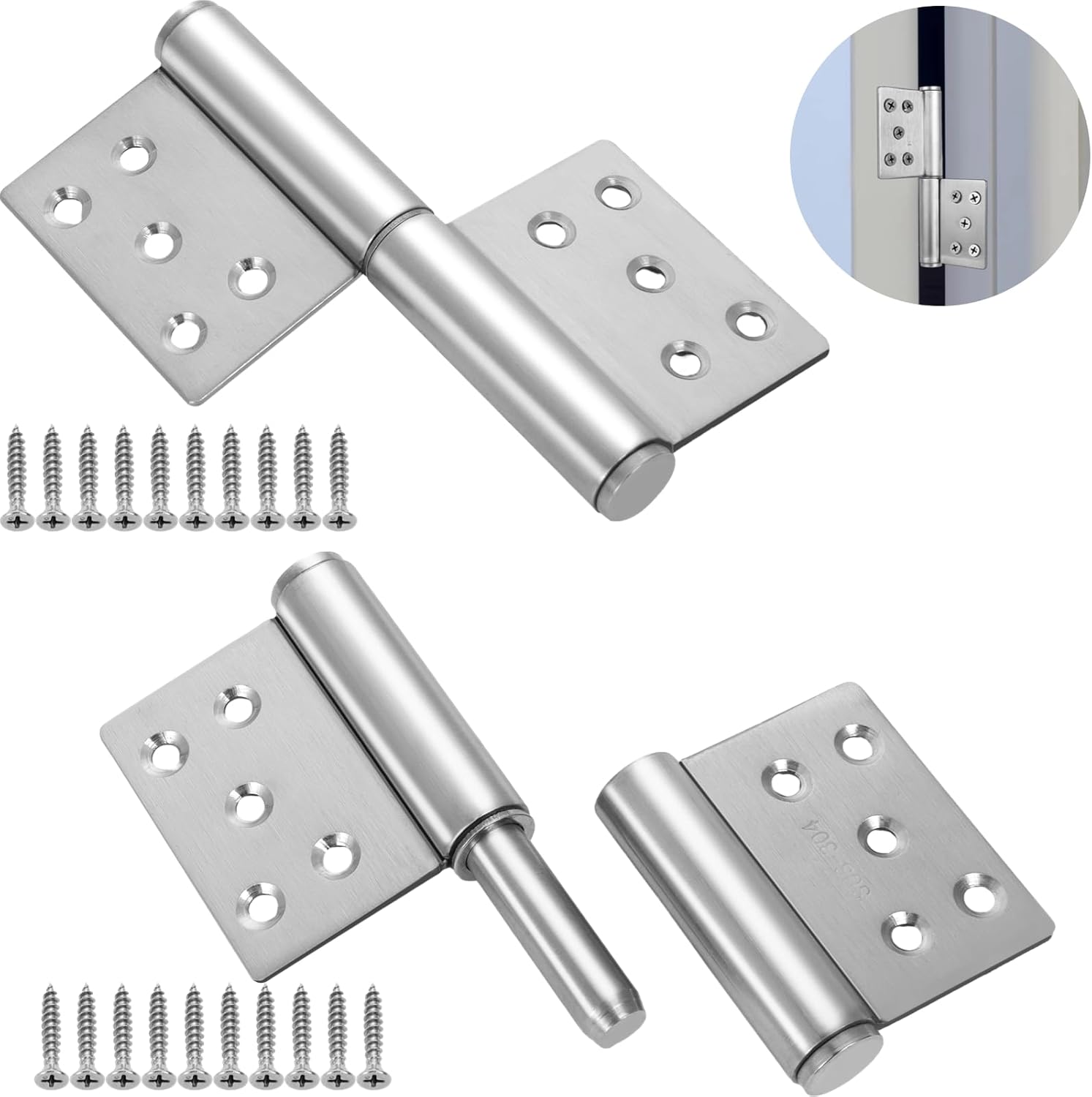 2pcs 304 Stainless Steel Flag Hinge PVC Door Hinge 360 Degree Swivel ...