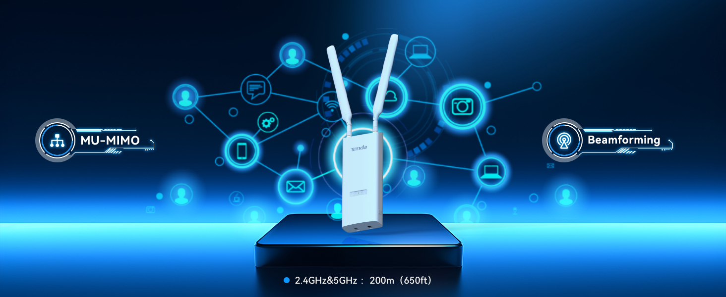 Tenda AC1200 Outdoor Gigabit Wi-Fi Access Point (OAP1200) - PoE Powered ...