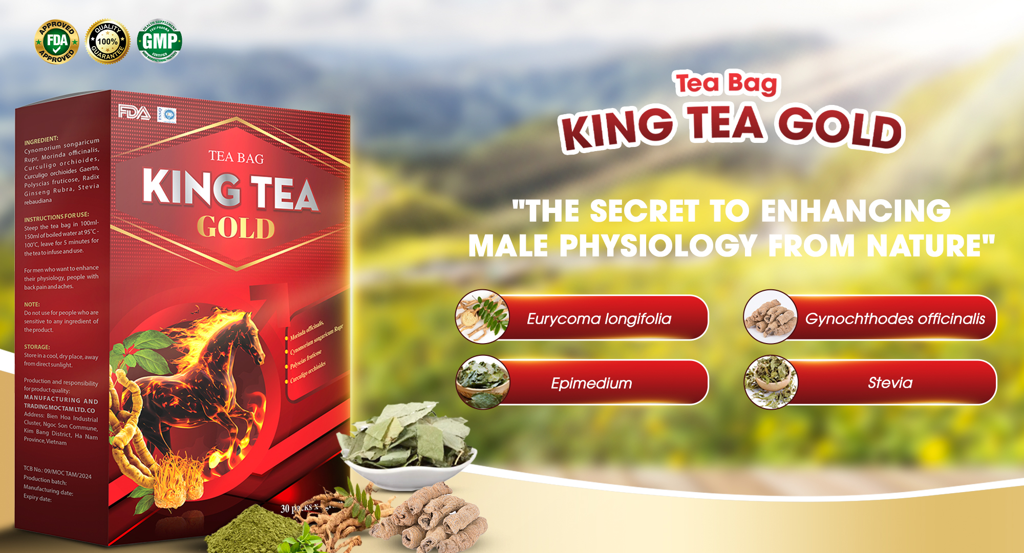 King Tea Gold 20Bags per box - Herbal for vitality and health Natural ...