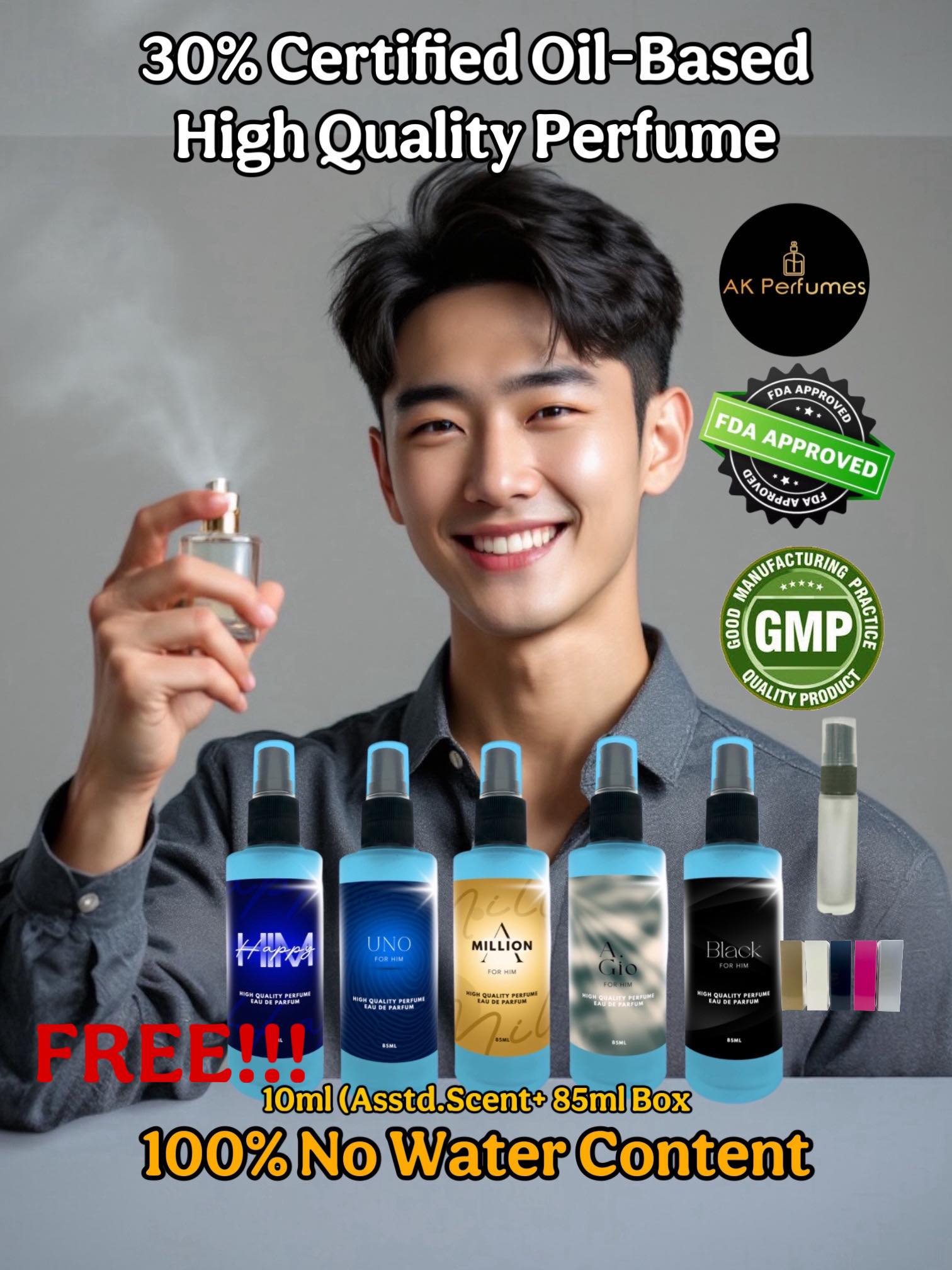 Best Seller Men Perfume 85ml 30% Oil-Based High Quality + FREE 10ml ...