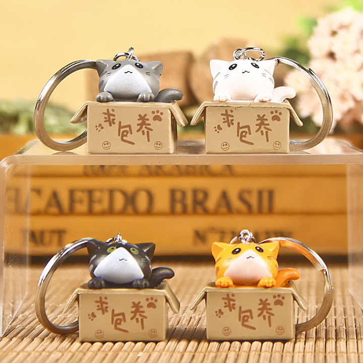 Cute cat resin simulation cat keychain pendant jewelry accessories PVC ...