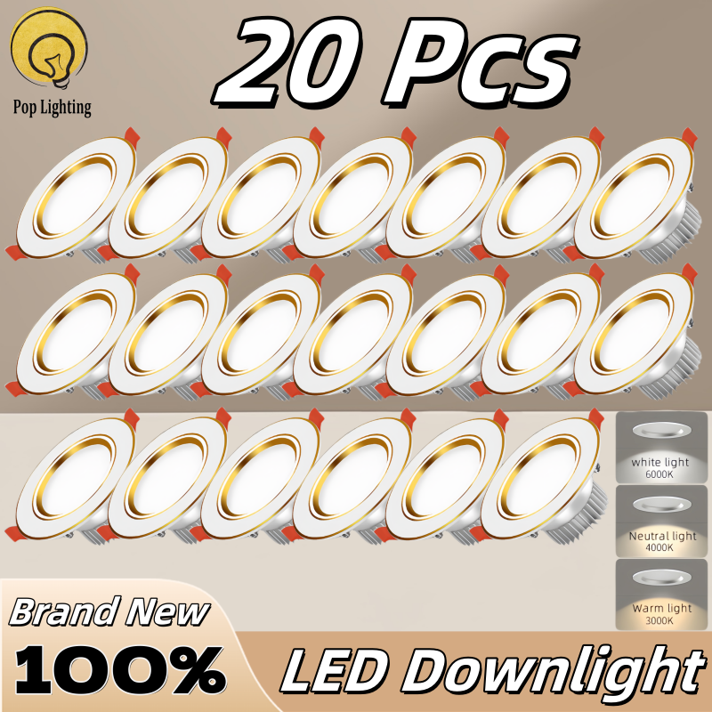 （COD）5W Tricolor LED Downlight Ceiling Light Recessed LED Round ...