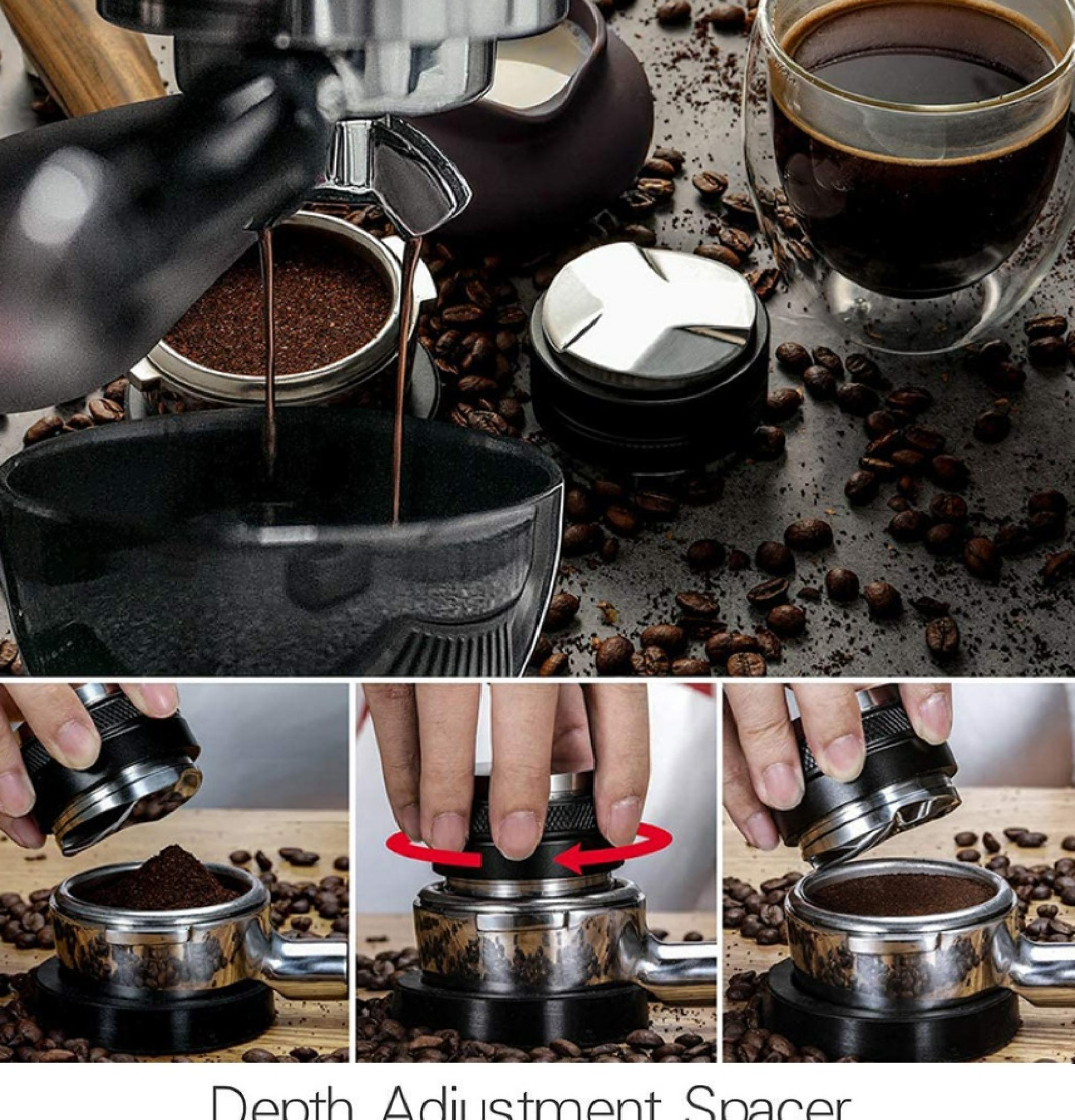 51/53/58MM Coffee Distributor Tamper Dual-Head Coffee Leveler ...