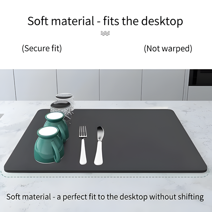 Drain Pad Rubber Dish Drying Mat Super Absorbent Drainer Mats Tableware ...